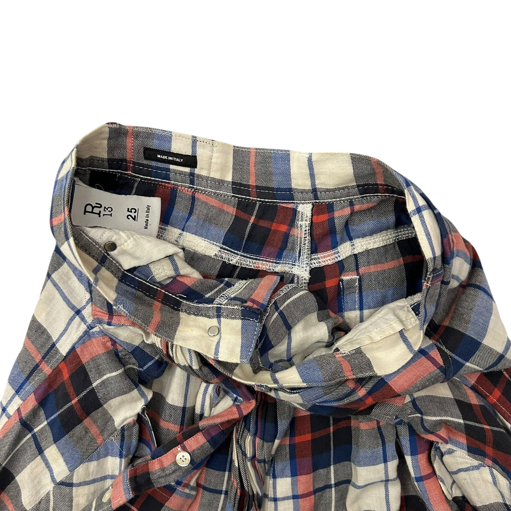 R13 Multi Coloured Cotton Plaid Skirt (Size 31”)