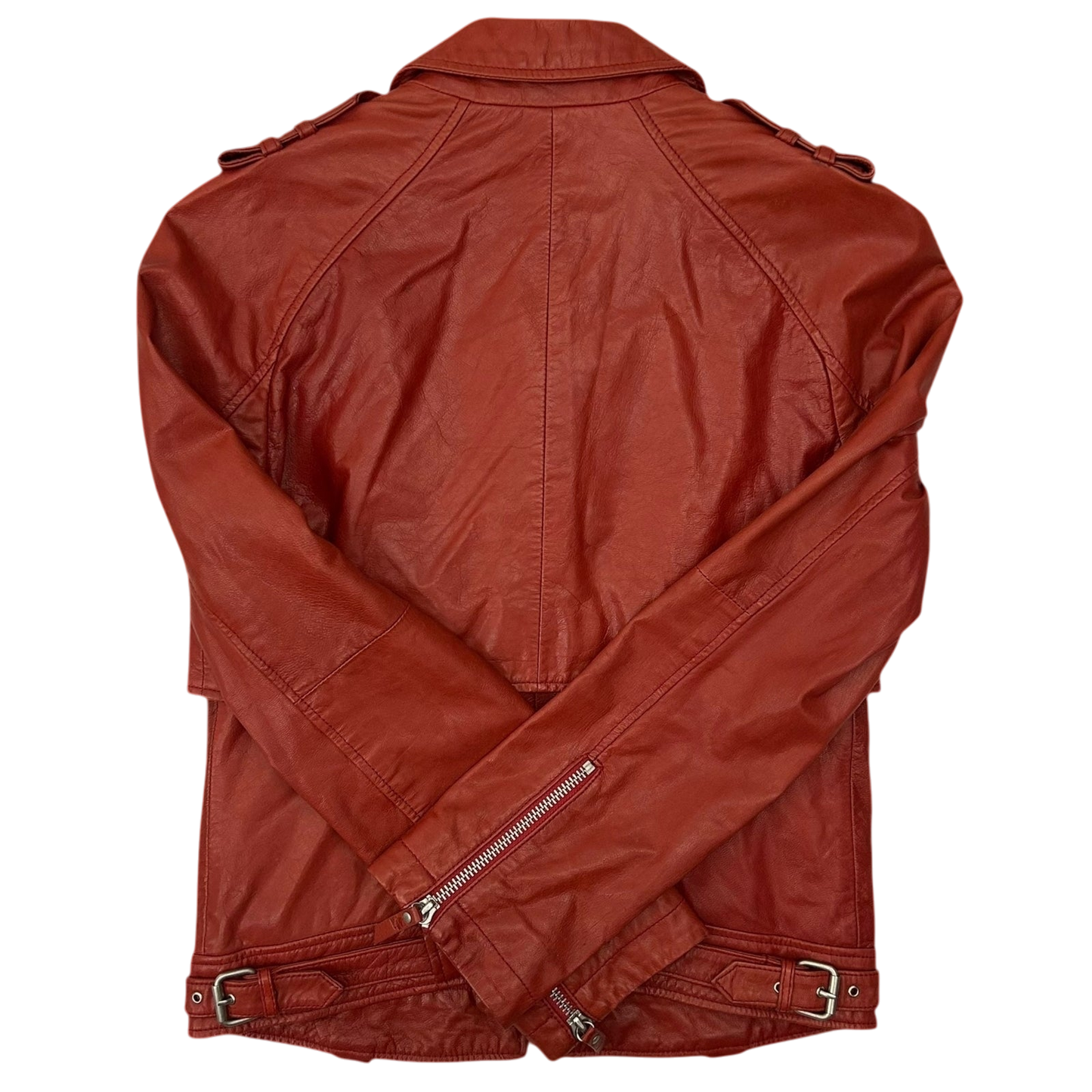 Karl Lagerfeld Goat Leather Biker Jacket Red (Fits M Womens)