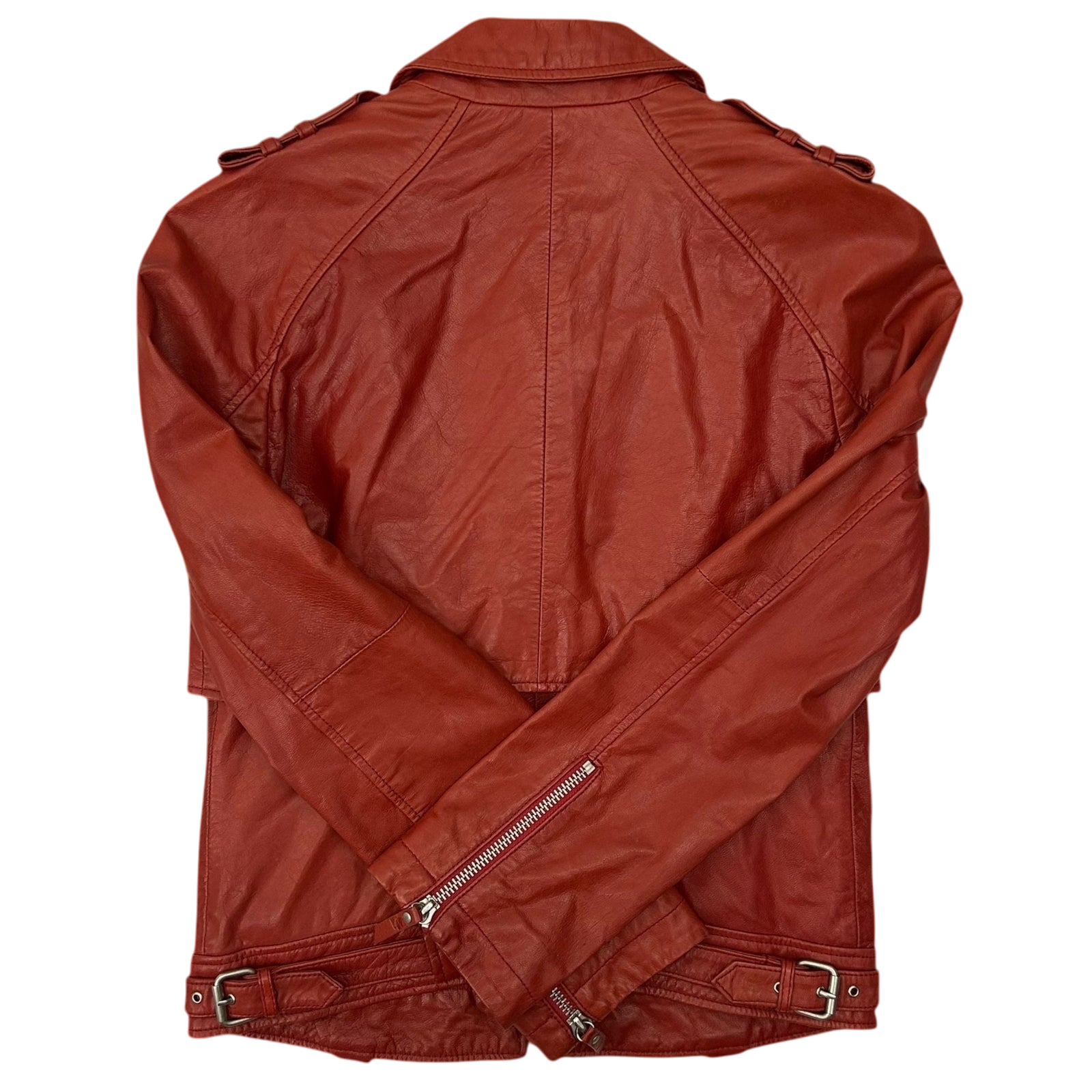 Karl Lagerfeld Goat Leather Biker Jacket Red (Fits M Womens)