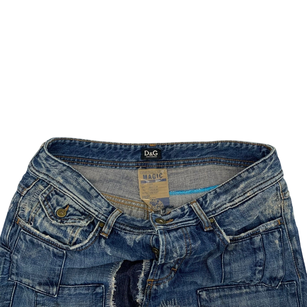Dolce & Gabbana 2000s Patchwork Boro Distressed Jeans (Size 32”)