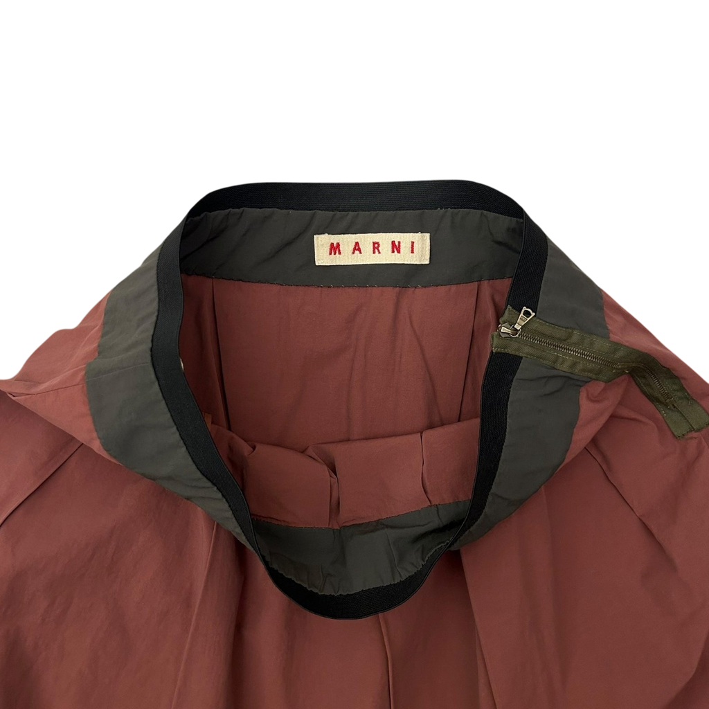 Marni Mid Length Pleated Nylon Skirt Stone Red (Fits 32”)