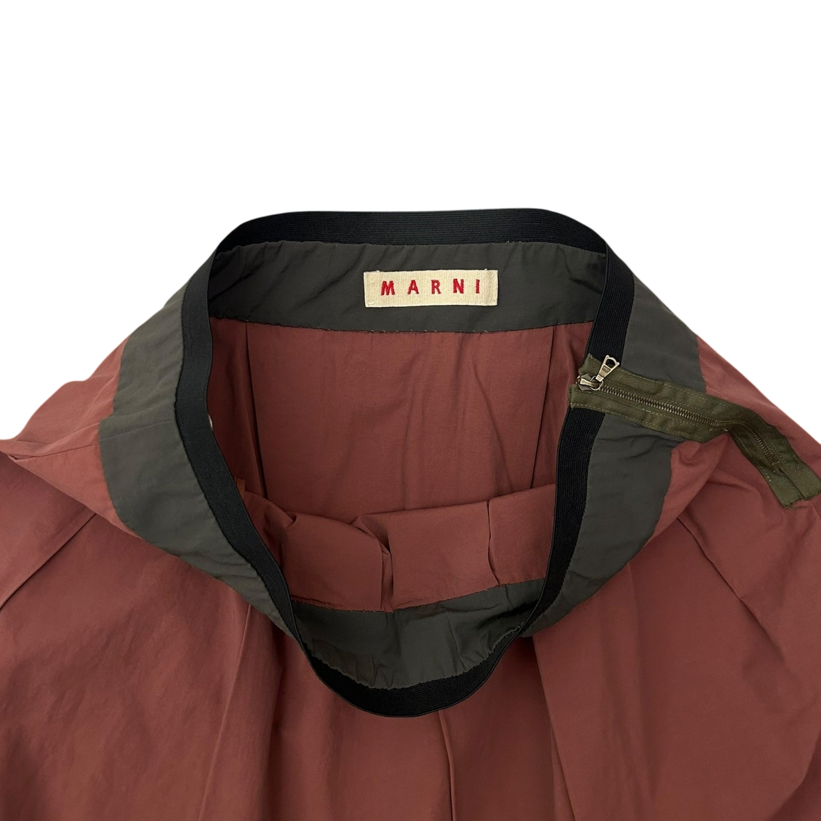 Marni Mid Length Pleated Nylon Skirt Stone Red (Fits 32”)