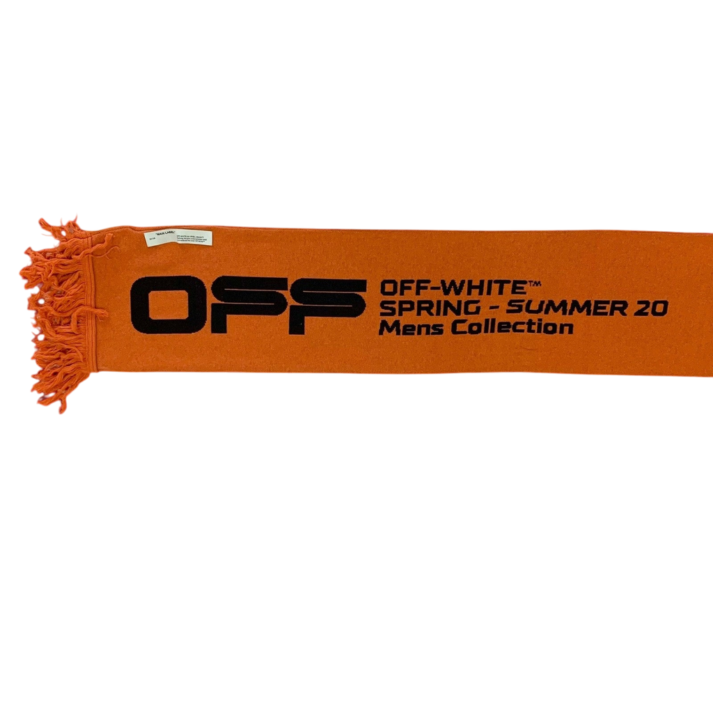 Off-White SS20 Logo Jacquard Knitted Scarf Orange
