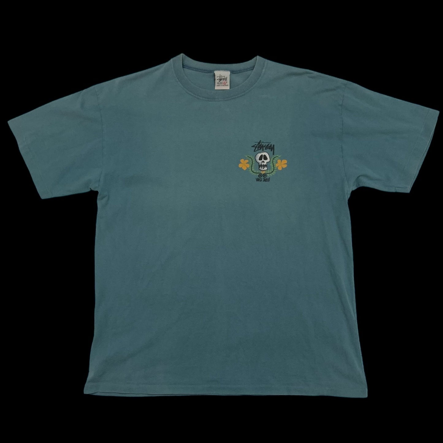 Stussy Vintage 00s Skull Crest T-Shirt Blue (Made in Aus) (Size M)