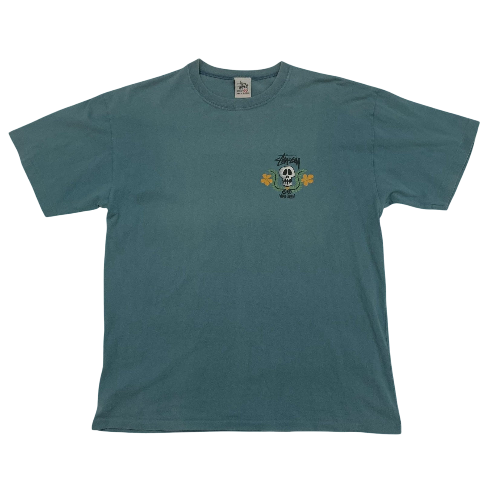 Stussy Vintage 00s Skull Crest T-Shirt Blue (Made in Aus) (Size M)