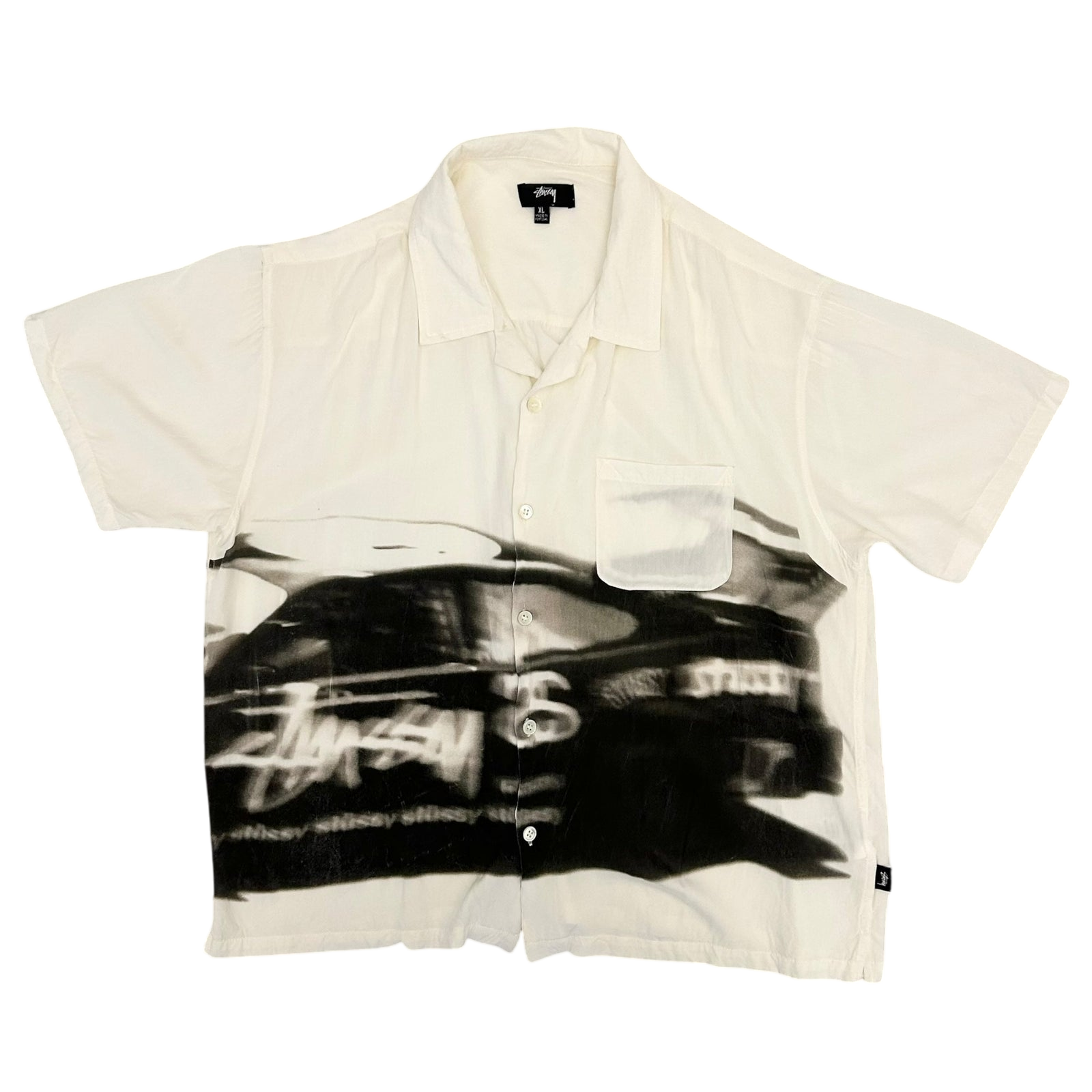 Stussy Speedway Short-Sleeve Button-Up Shirt Off-White (Fits M-L)