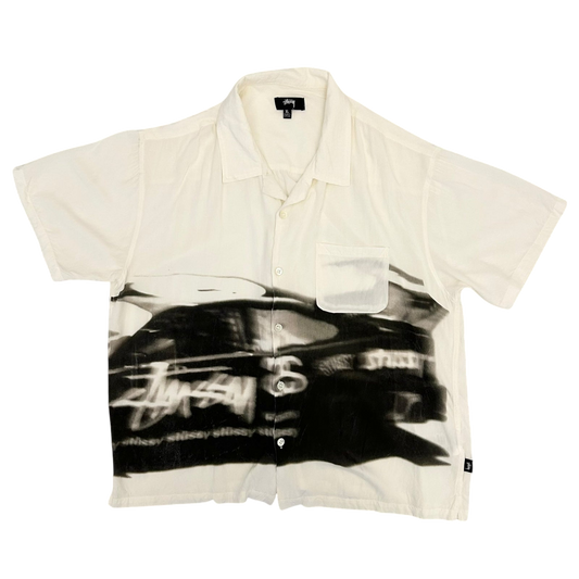 Stussy Speedway Short-Sleeve Button-Up Shirt Off-White (Fits M-L)