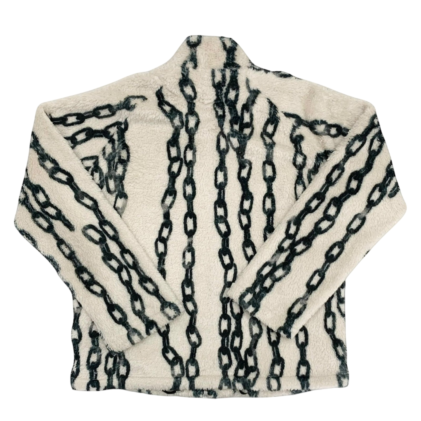 Sulvam Chain-Print Fleece Jacket Off-White / Green (Fits M-L)