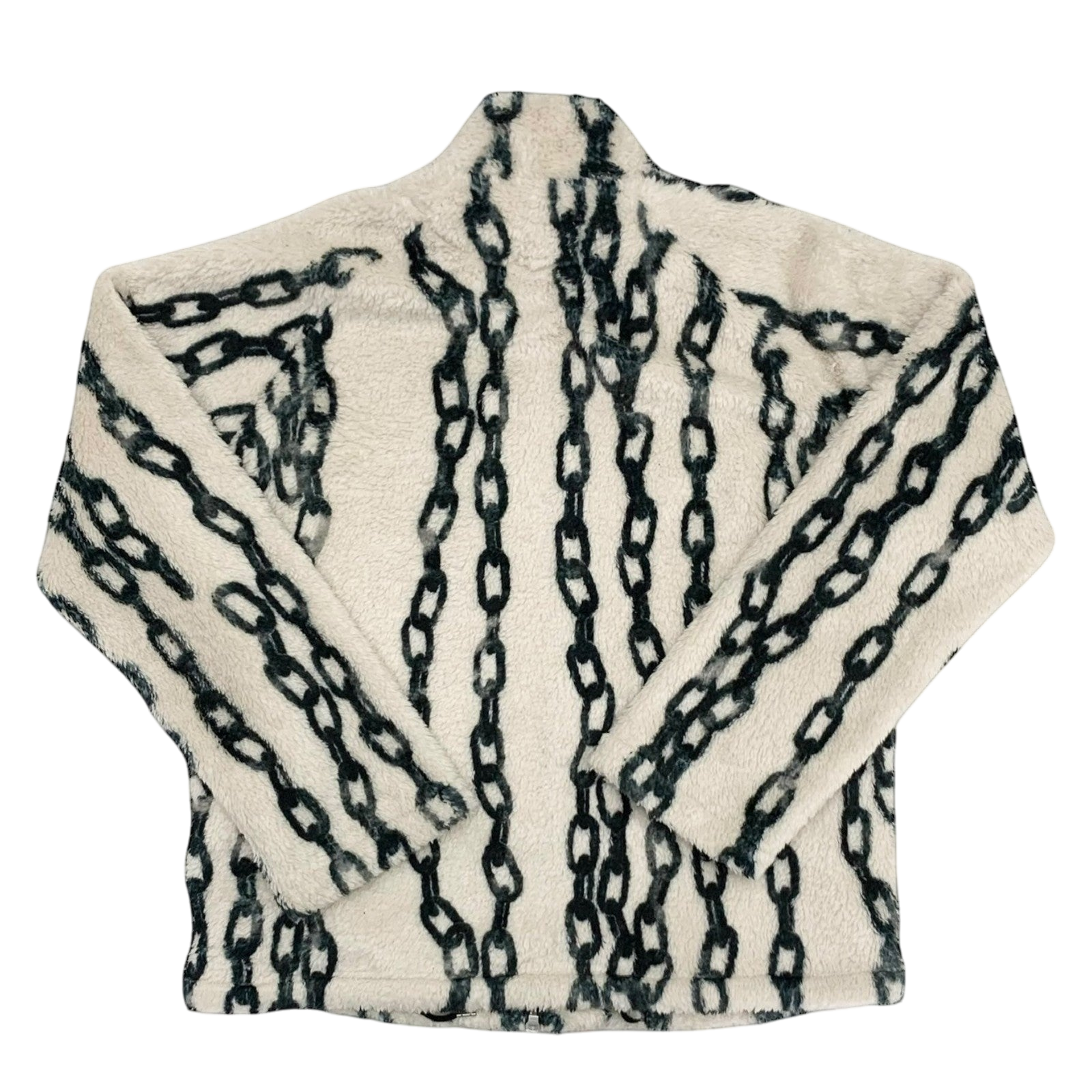 Sulvam Chain-Print Fleece Jacket Off-White / Green (Fits M-L)