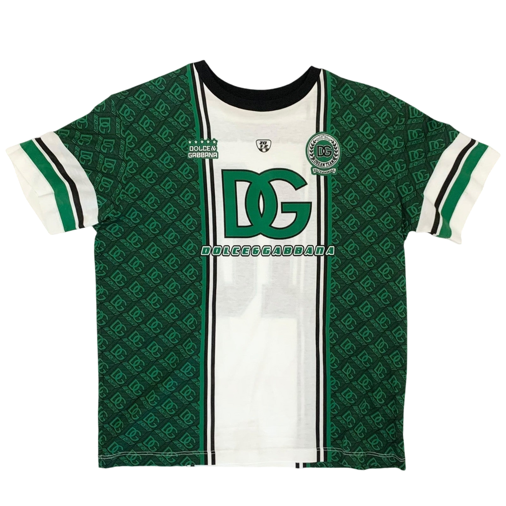 Dolce & Gabbana Interlocked Logo Football T-shirt Green/White (fits S-M womens)