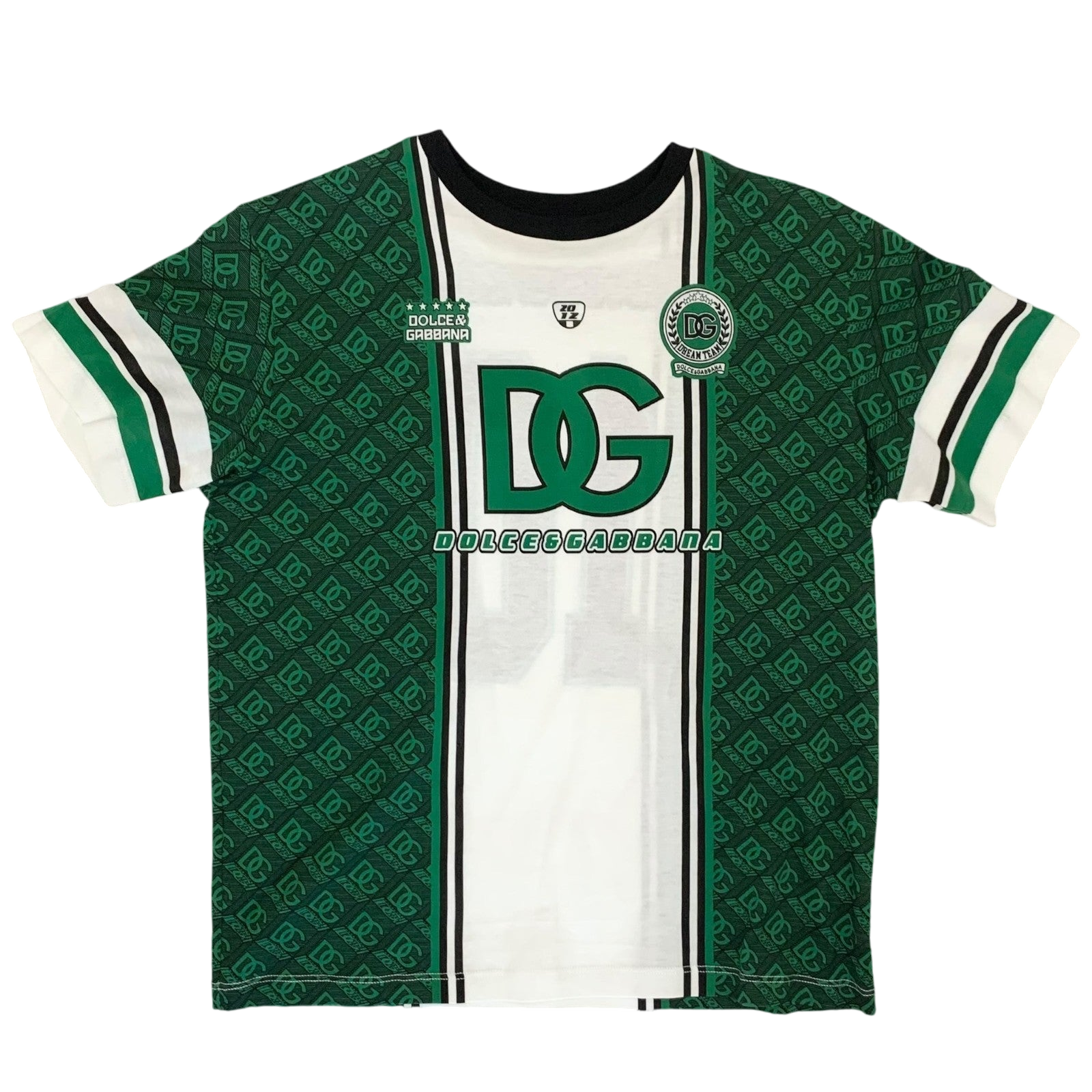 Dolce & Gabbana Interlocked Logo Football T-shirt Green/White (fits S-M womens)