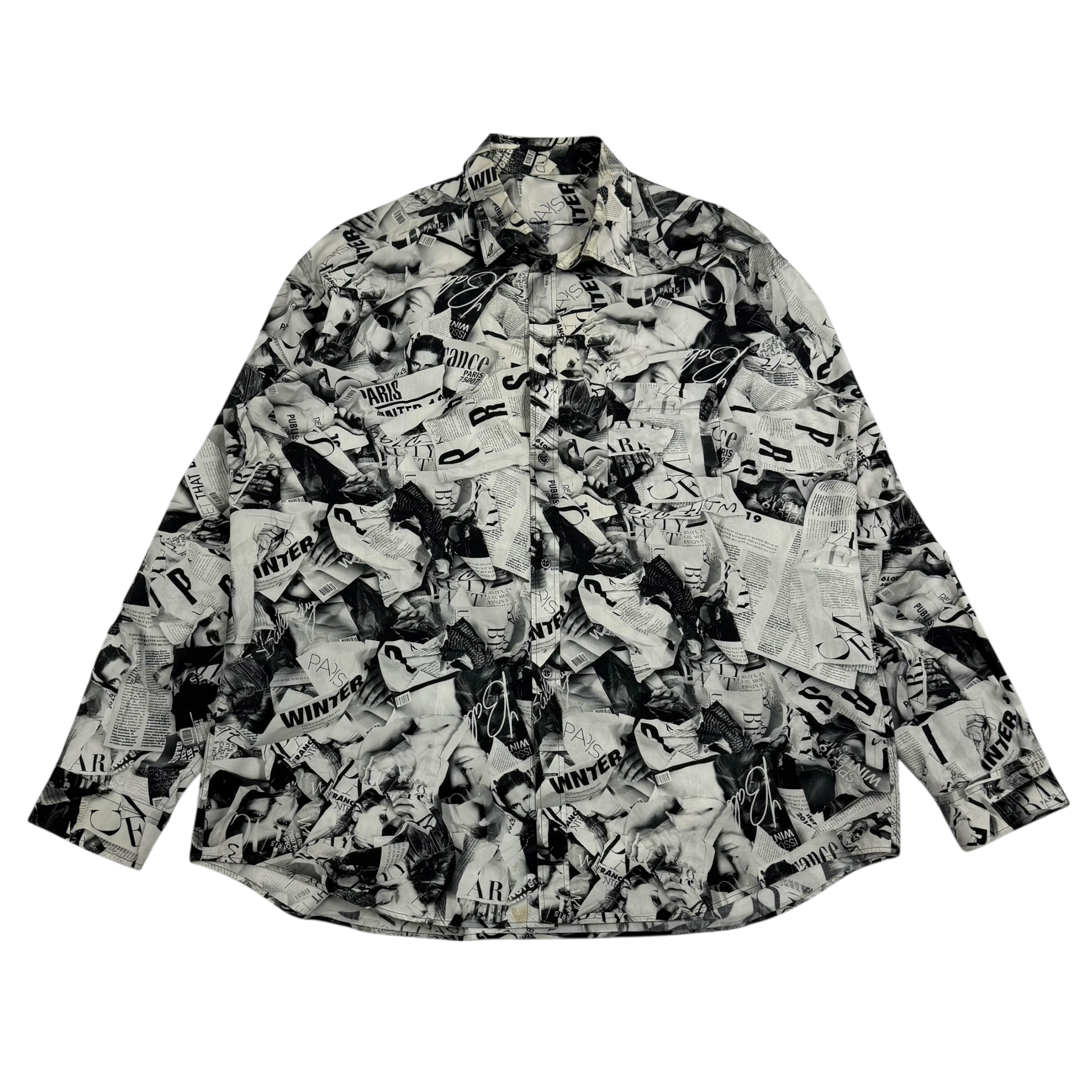 Balenciaga Magazine Print LS Shirt Black/White (fits L-XL)