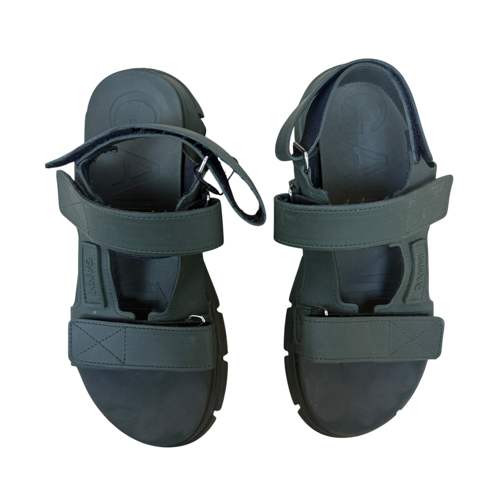 Ganni Spartiates Sandals Khaki Green (Size EU39)