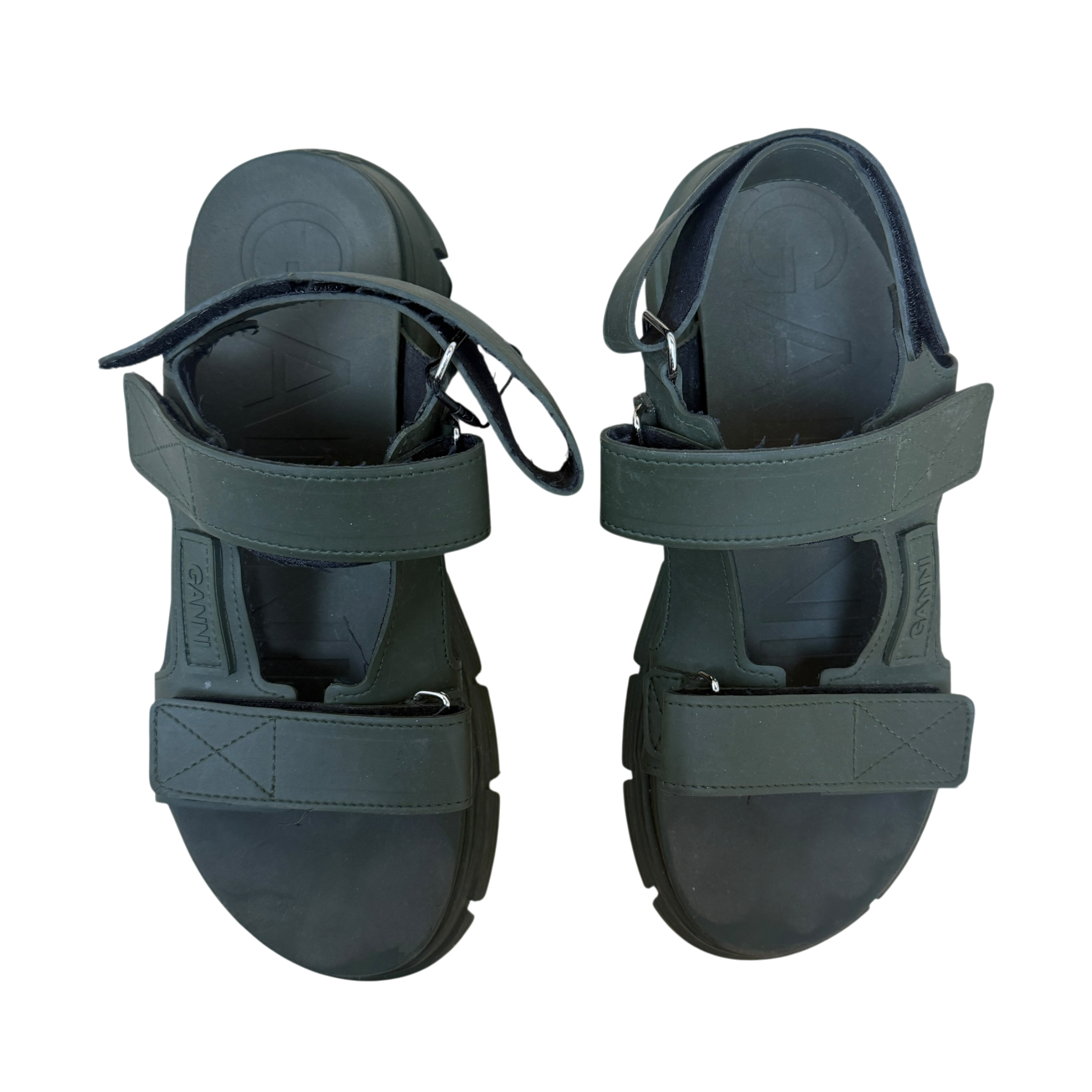 Ganni Spartiates Sandals Khaki Green (Size EU39)