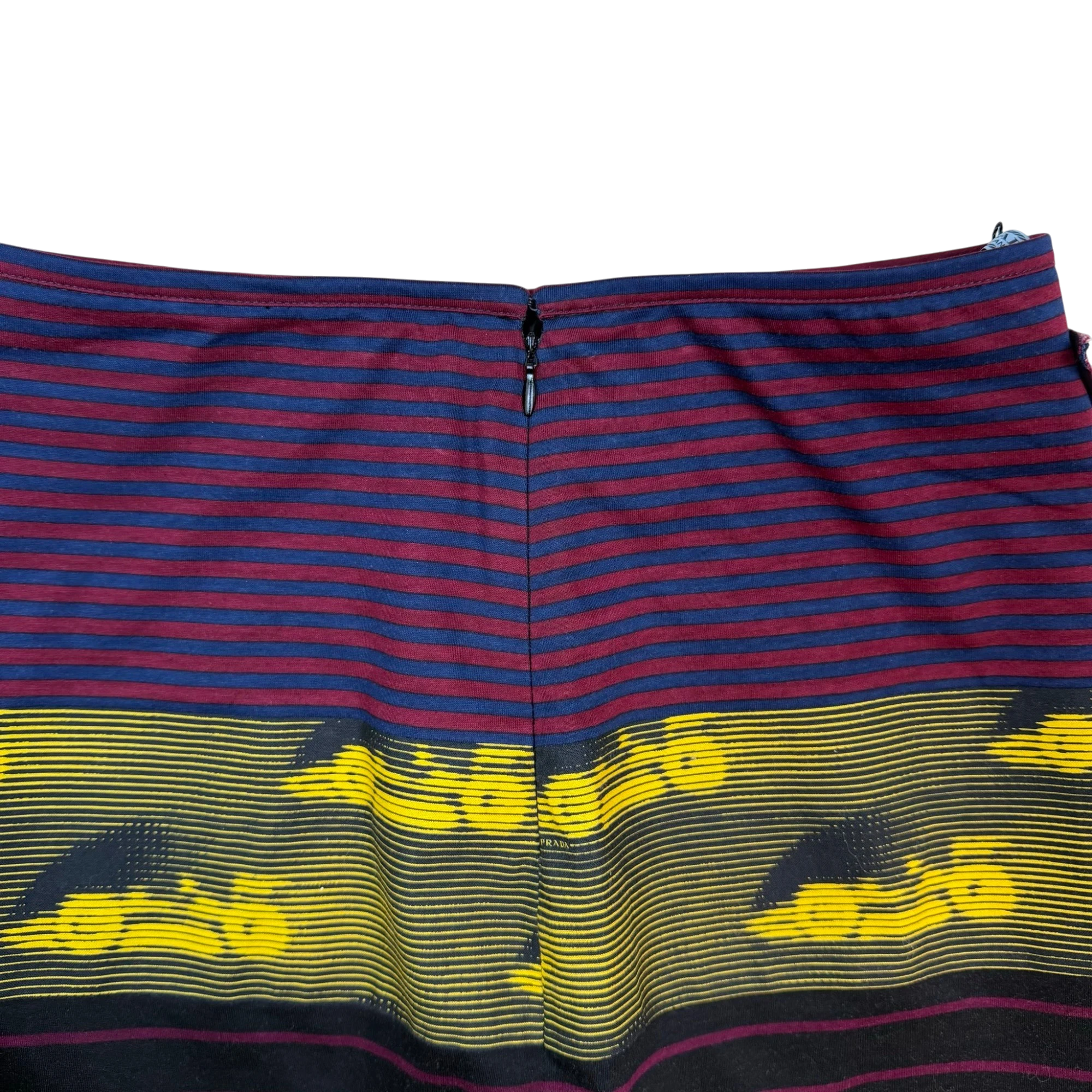 Prada SS15 Knit Docking Textile Skirt Black Multi (Size 40)