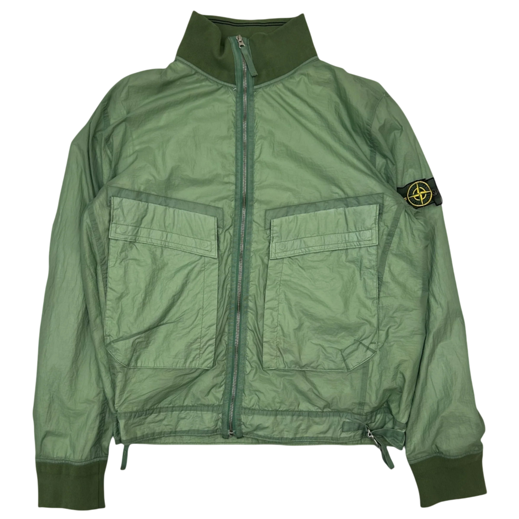 2009 Stone Island Hyperlight Nylon Mesh Badge Jacket Sage Green (Fits L/XL)
