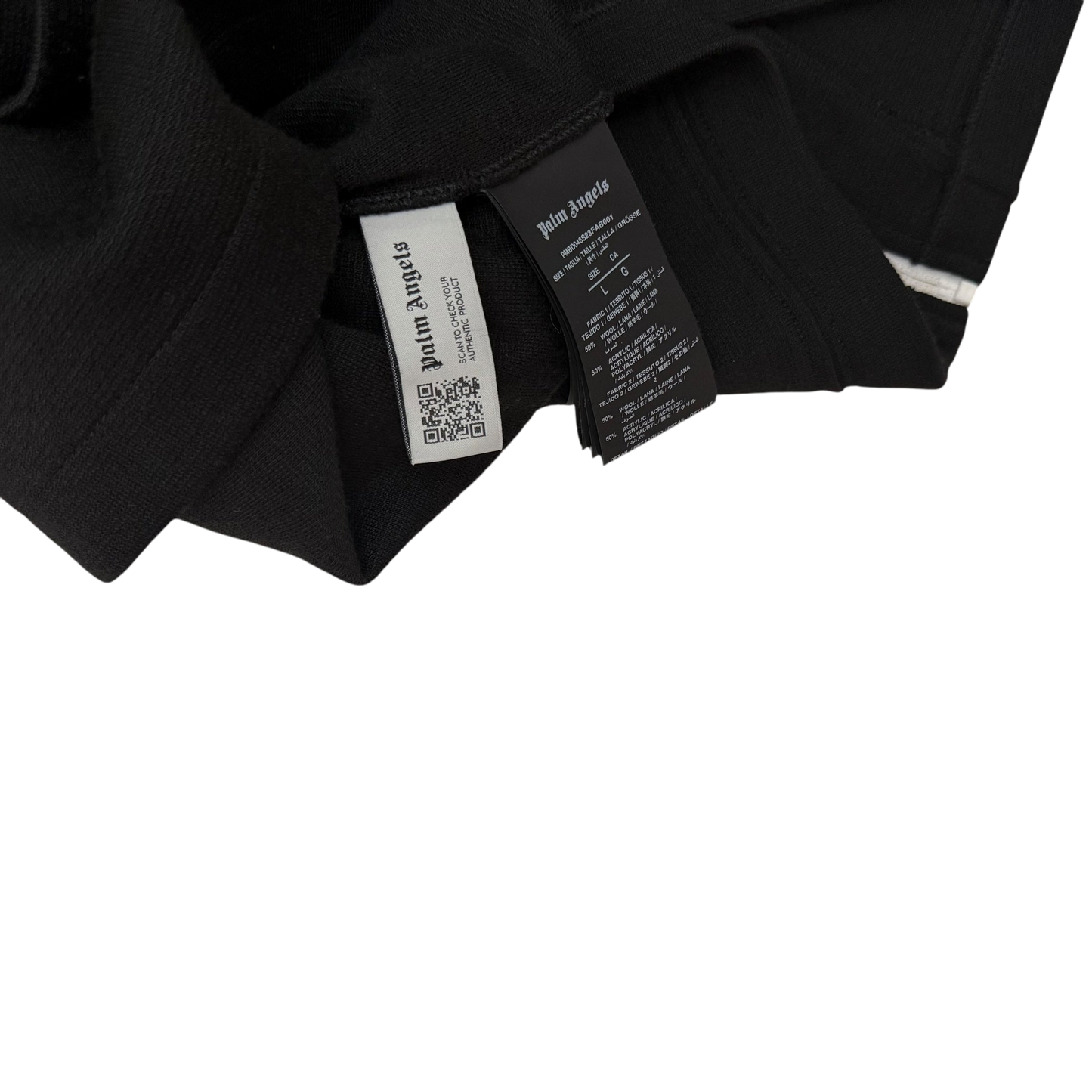 Palm Angels Wool Blend Collar Knit Track Jacket Black/Off White (Size L)