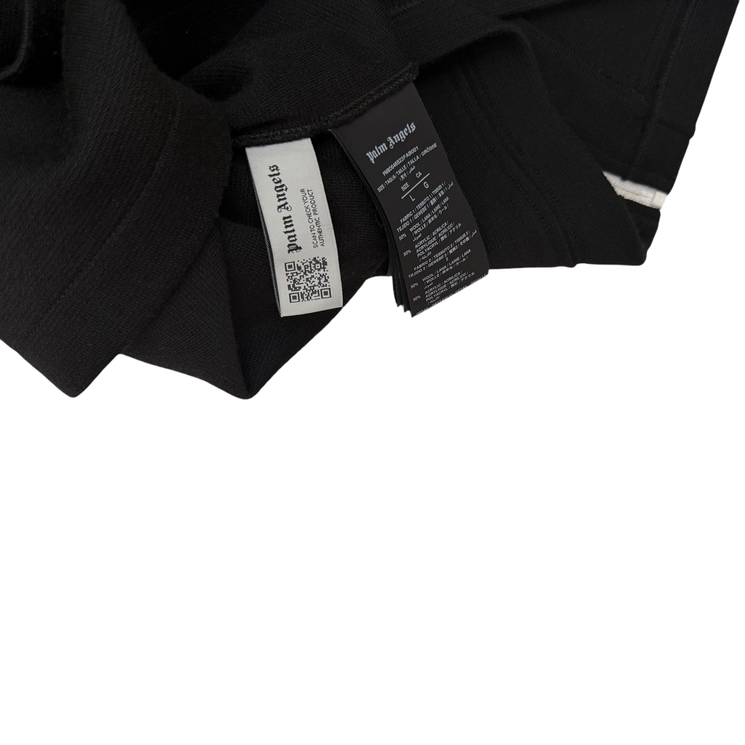 Palm Angels Wool Blend Collar Knit Track Jacket Black/Off White (Size L)