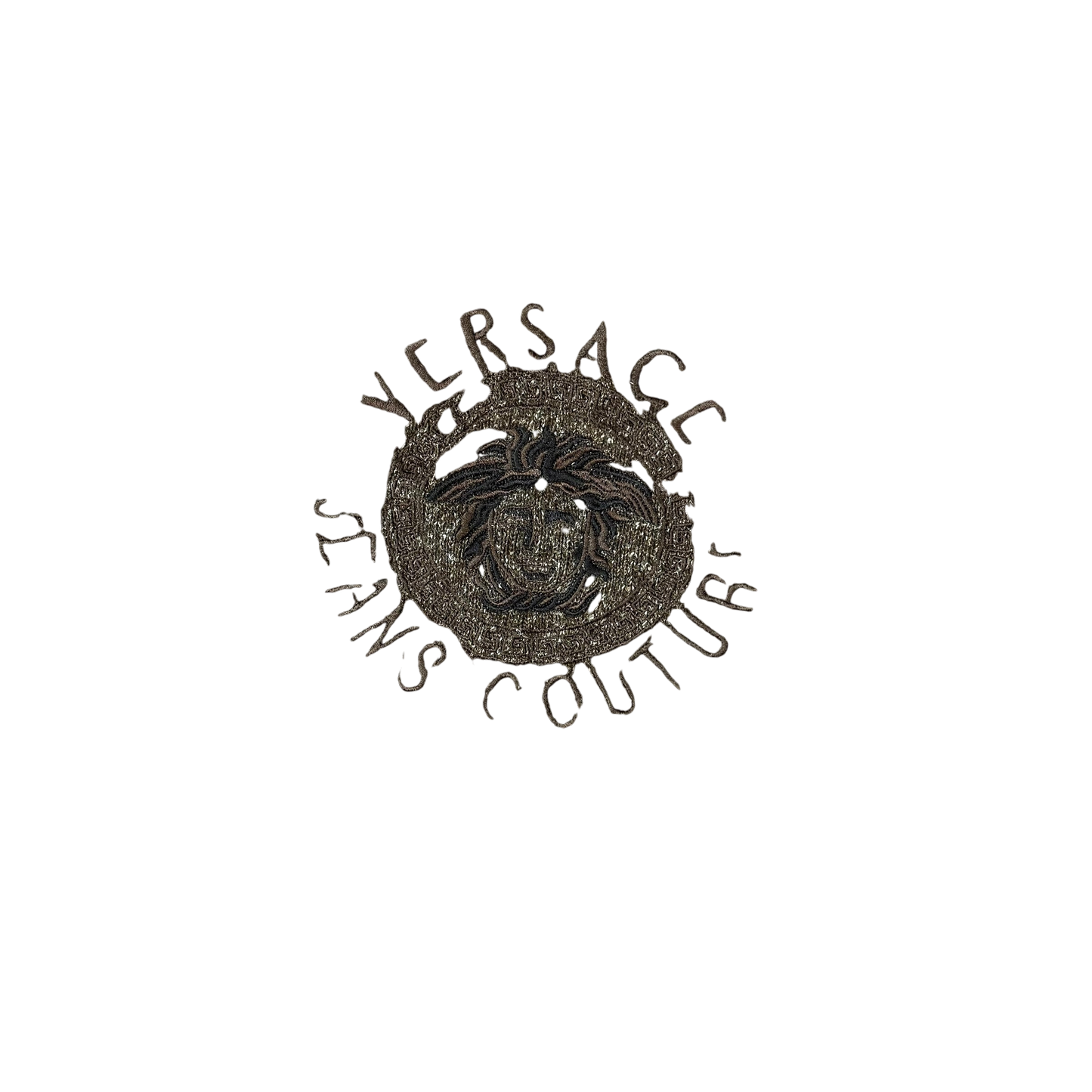 Versace 90s Medusa Logo Embroidered Wool Sweatshirt Brown (Size XL)