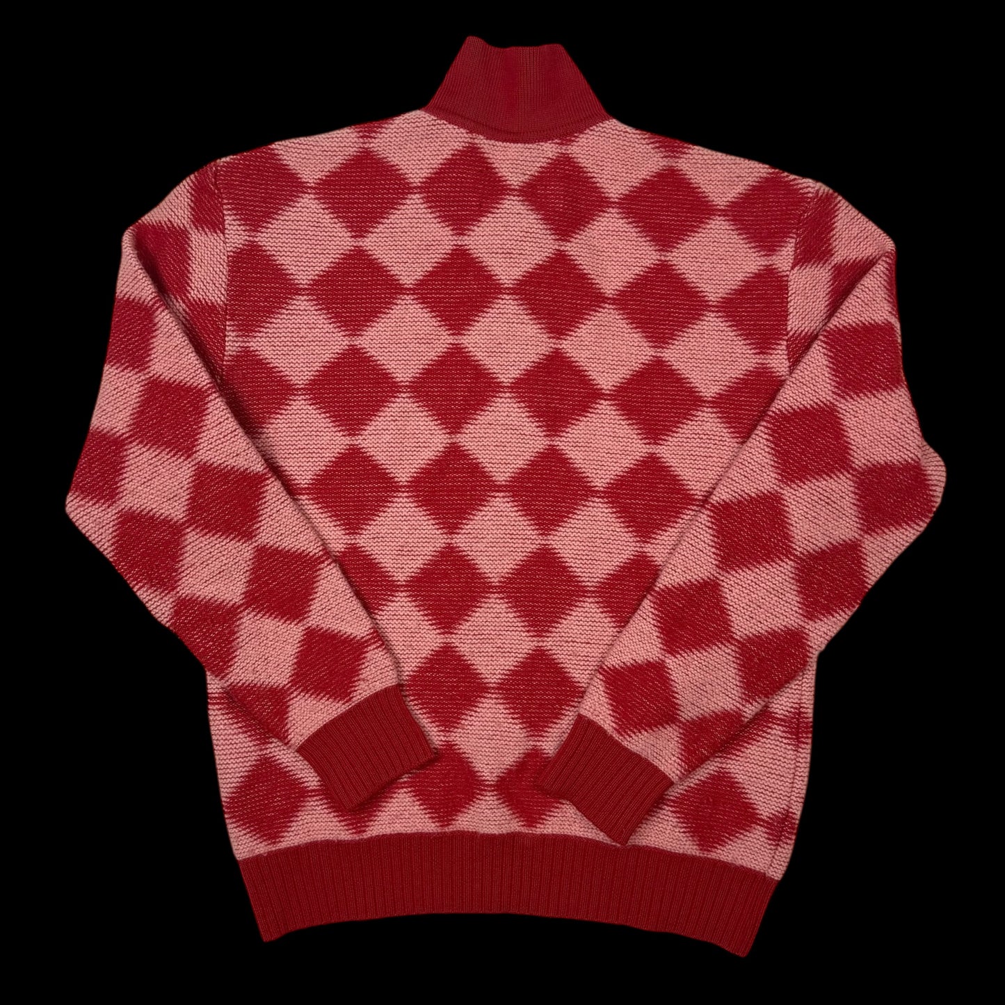 Needles AW20 Polo Argyle Checkered Wool Sweatshirt Red (fits S-M)