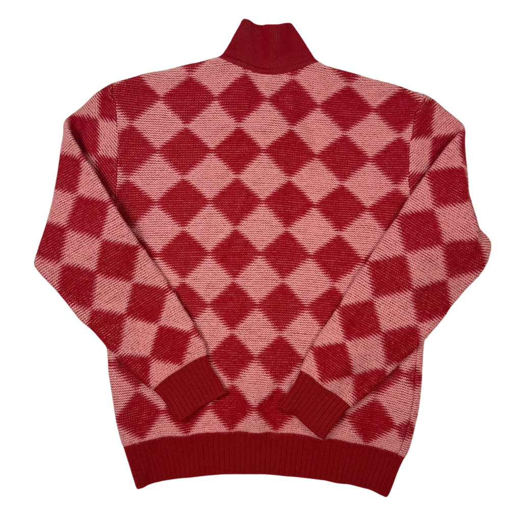 Needles AW20 Polo Argyle Checkered Wool Sweatshirt Red (Size S)