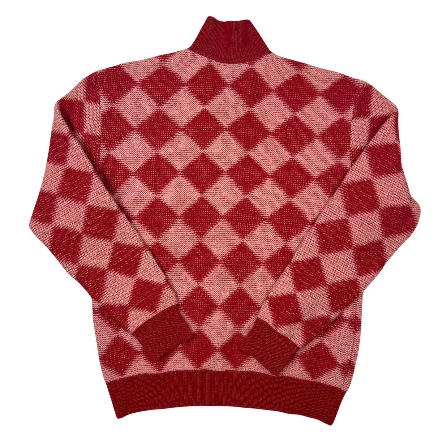 Needles AW20 Polo Argyle Checkered Wool Sweatshirt Red (Size S)