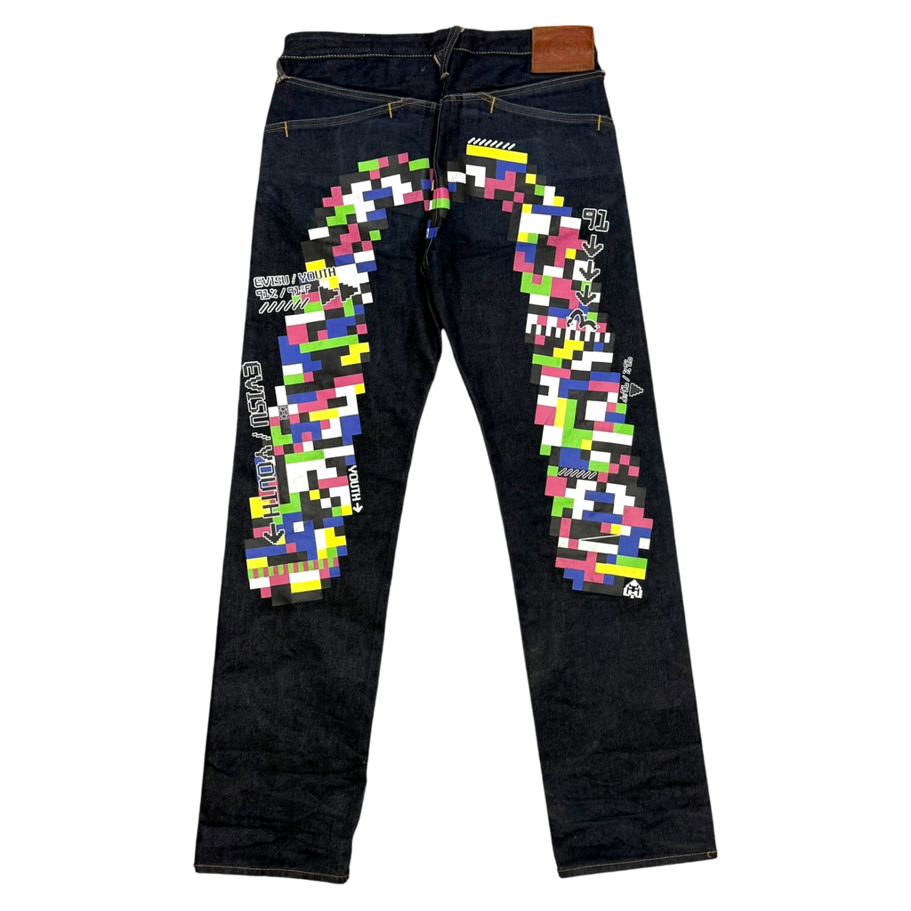 Evisu Pixel Diacock Logo Jeans (Size 31”)