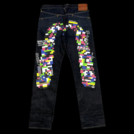 Evisu Pixel Diacock Logo Jeans (Size 31”)