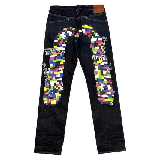 Evisu Pixel Diacock Logo Jeans (Size 31”)