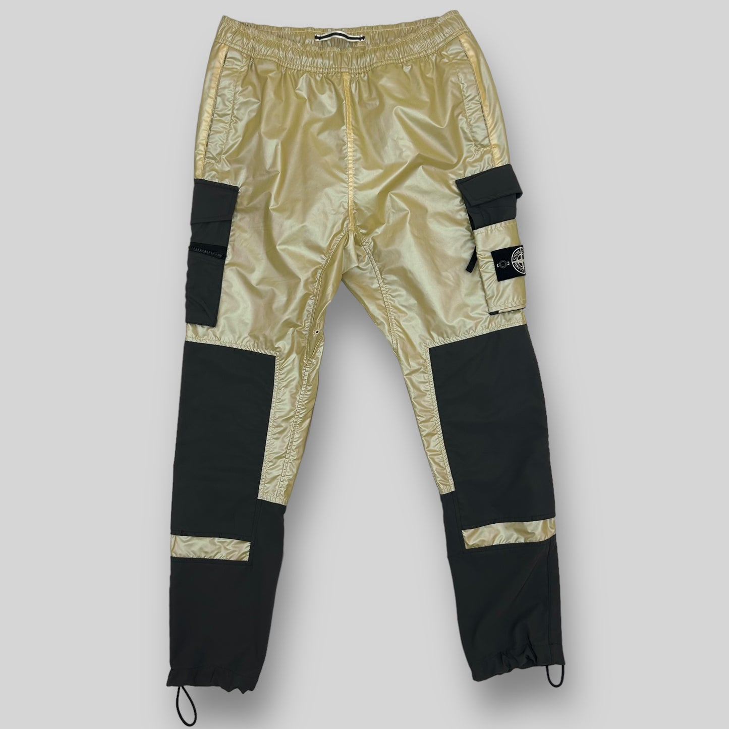 Stone Island Type RE-T Gold Iridescent Tela Gold Cargo Pants (Fits 30”-34”)