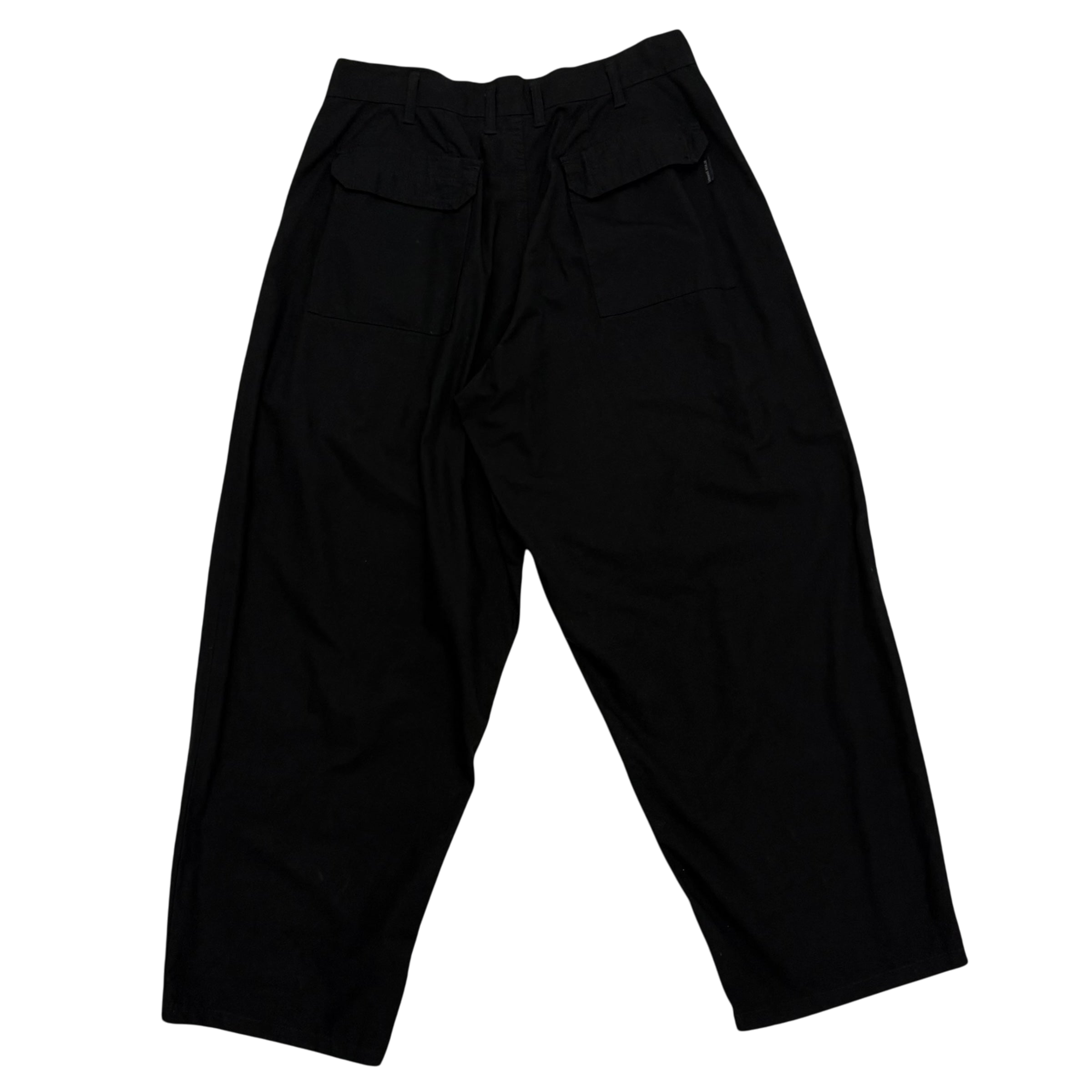 Yohji Yamamoto BLACK Scandal Pleated Wide-Leg Pants Black (Size L)