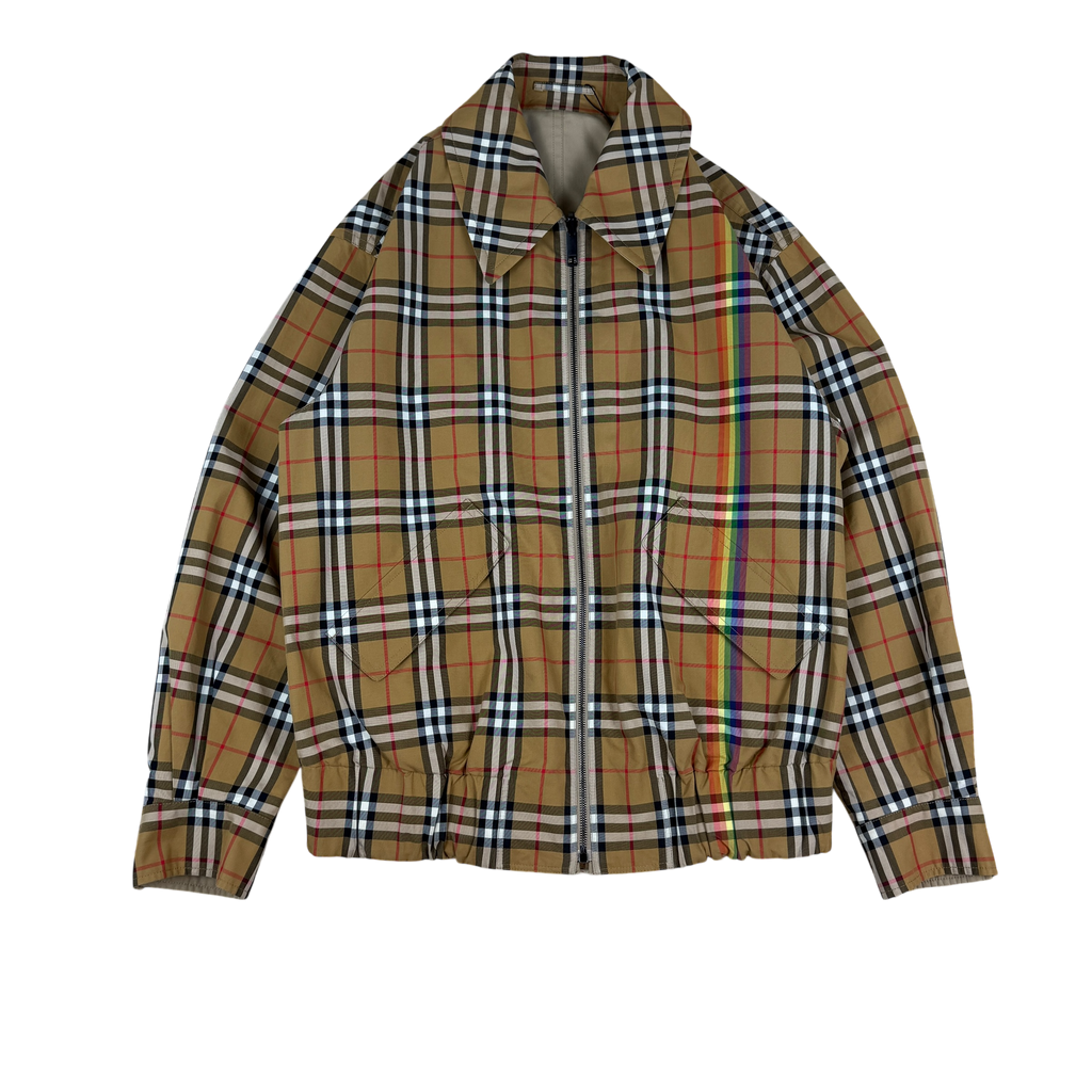 Burberry SS18 Reversible Rainbow Nova Check Harrington Jacket (Size L)