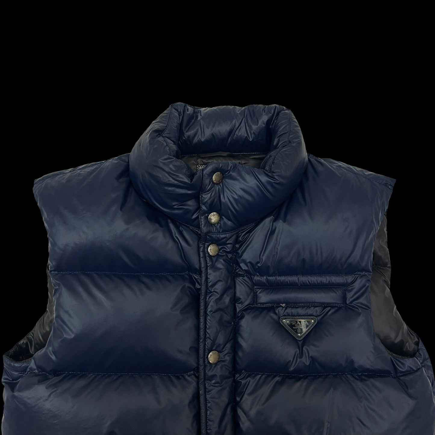 Prada Logo Appliqué Down Gilet Vest Navy (Size M)