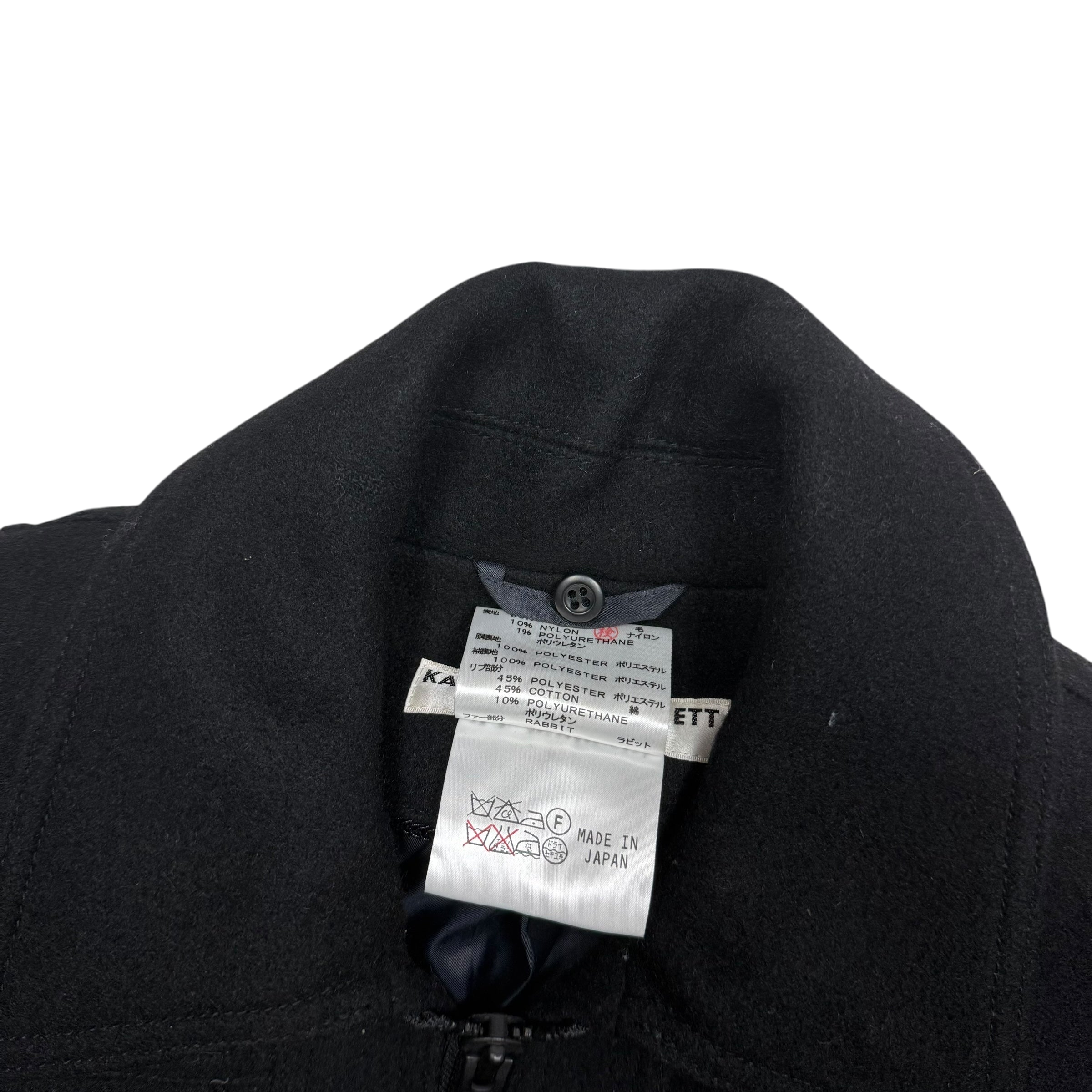 Katherine Hamnett 00s Black Wool Zip-Up Jacket (Fits M)