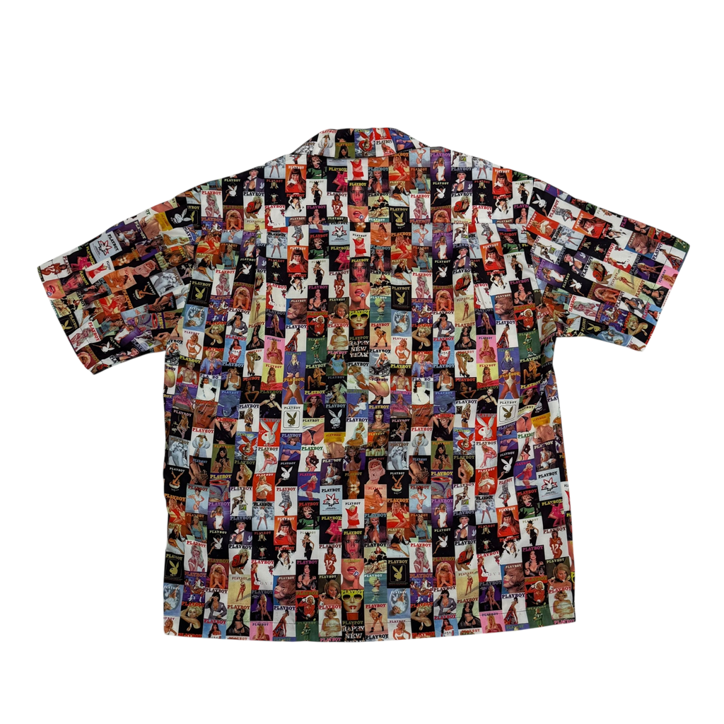 Playboy 00s Magazine Print Button-Up Shirt (Size L)