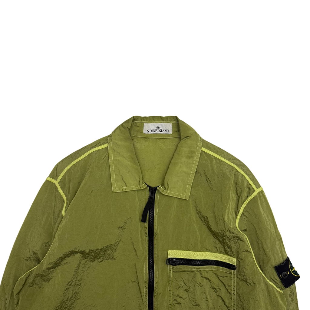 Stone Island Garment-Dyed Nylon Metal Overshirt ‘Lemon Green’ (Fits L-XL)