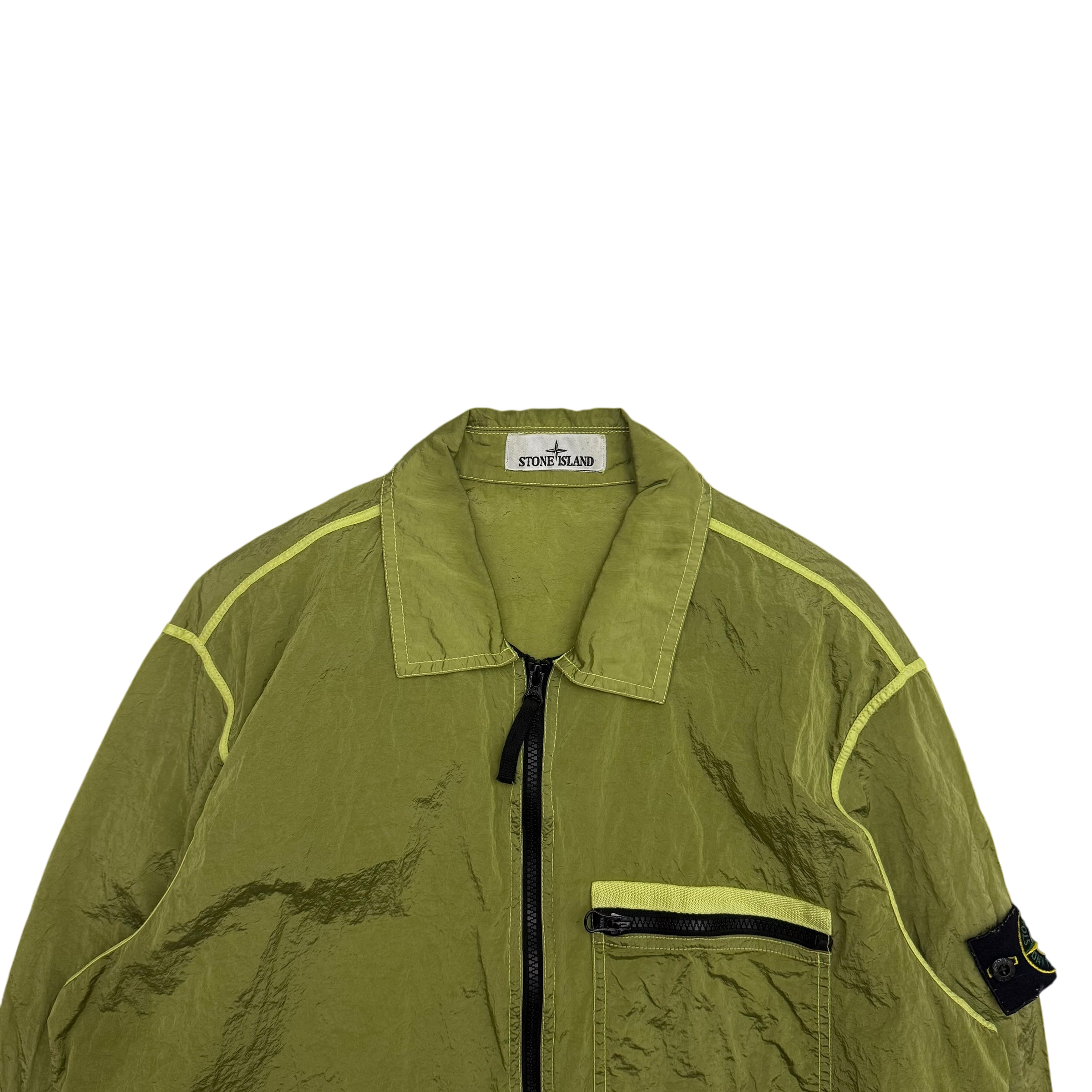 Stone Island Garment-Dyed Nylon Metal Overshirt ‘Lemon Green’ (Fits L-XL)