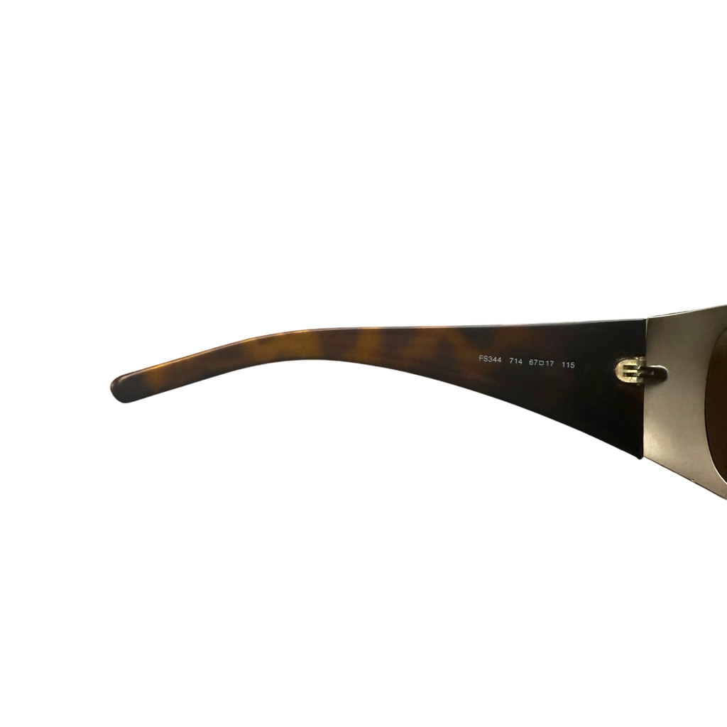 Fendi Metallic Shield Wrap Sunglasses Brown