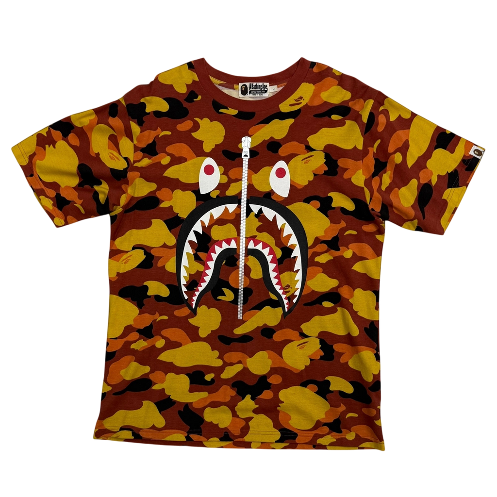 BAPE (A Bathing Ape) 1st Camo Shark T-shirt Orange (Fits M-L)