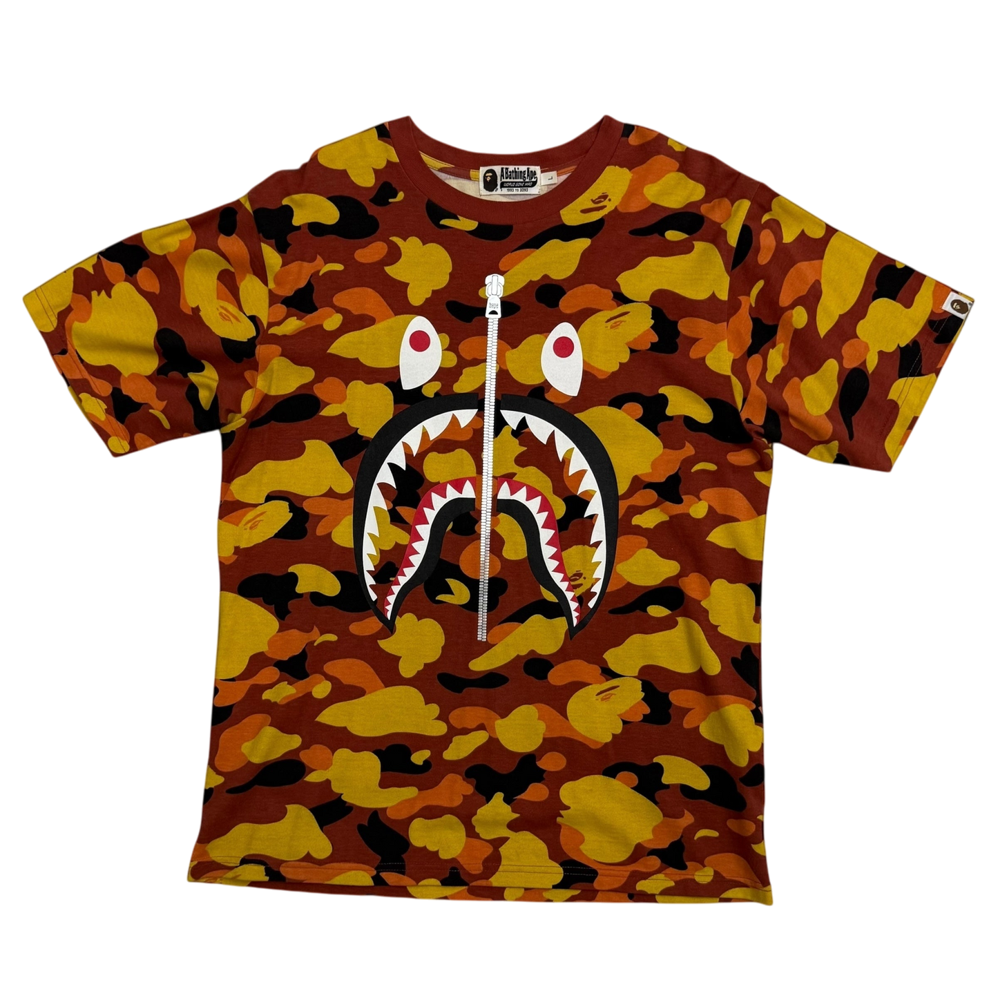BAPE (A Bathing Ape) 1st Camo Shark T-shirt Orange (Fits M-L)