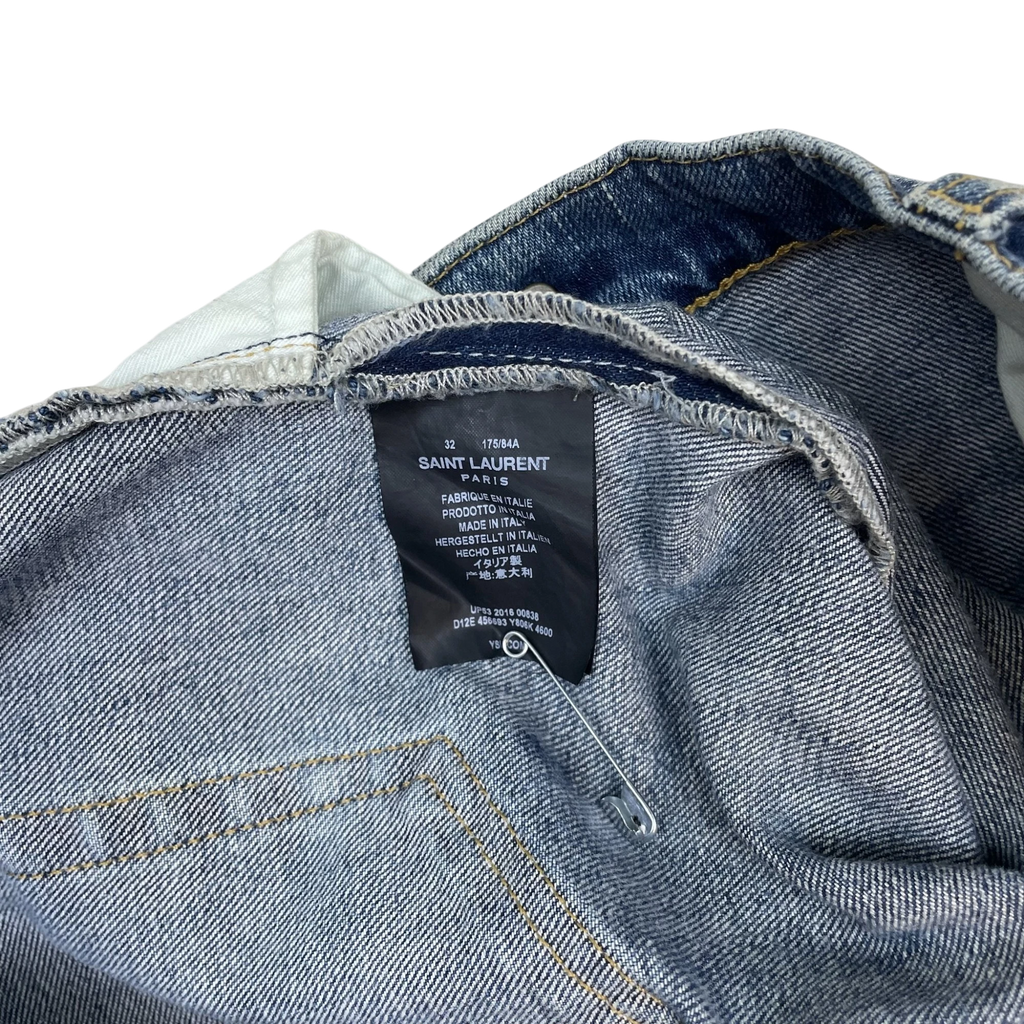 Saint Laurent SS17 ‘D02’ Patch Studded Denim Skinny Jeans (Size 32”)