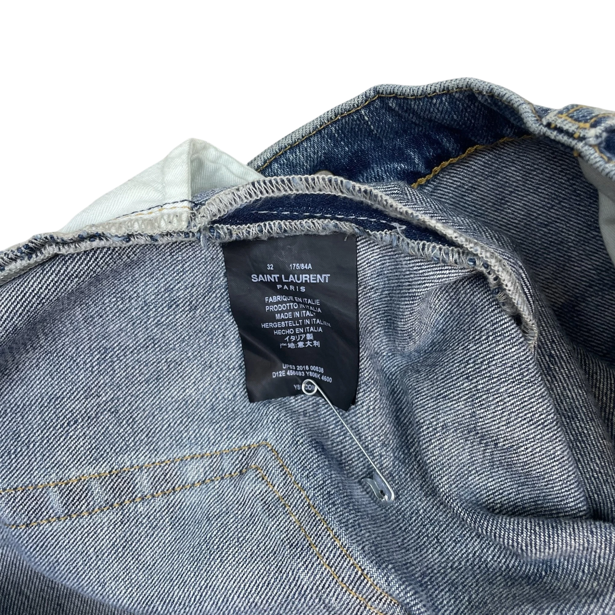Saint Laurent SS17 ‘D02’ Patch Studded Denim Skinny Jeans (Size 32”)