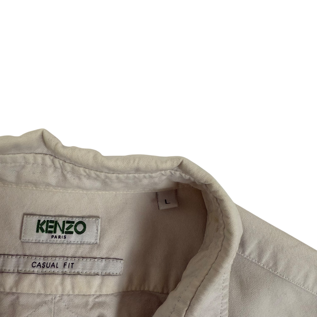 Kenzo White Button Down Knit Logo Oxford Shirt White (Fits M)
