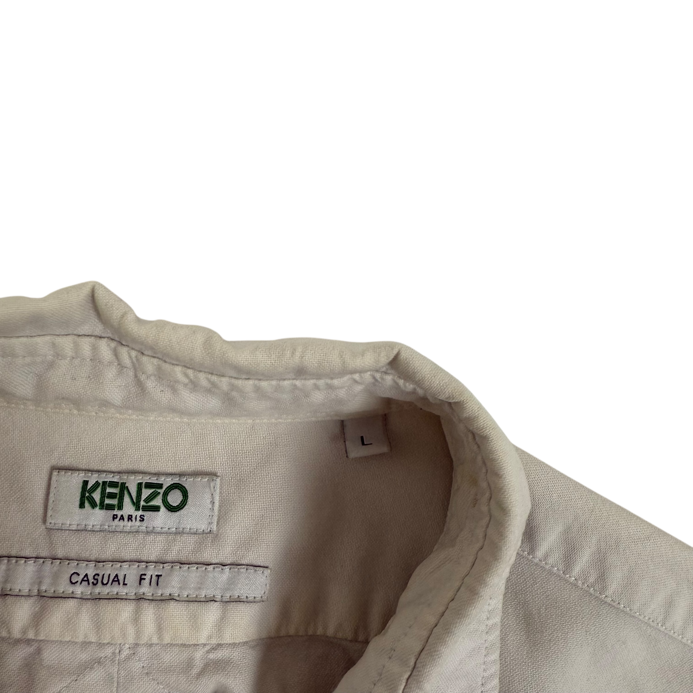 Kenzo White Button Down Knit Logo Oxford Shirt White (Fits M)
