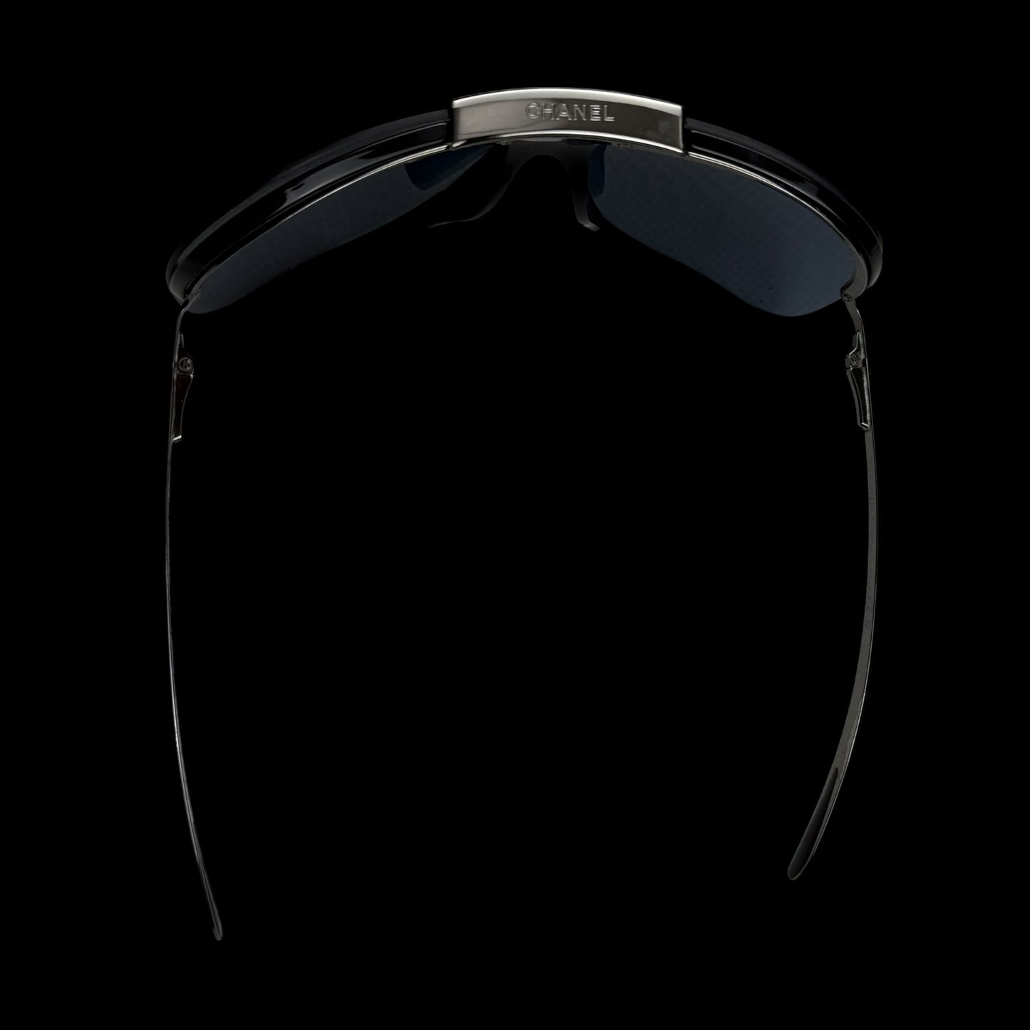 Chanel Rimless Shield Sunglasses Black/Petrol Blue