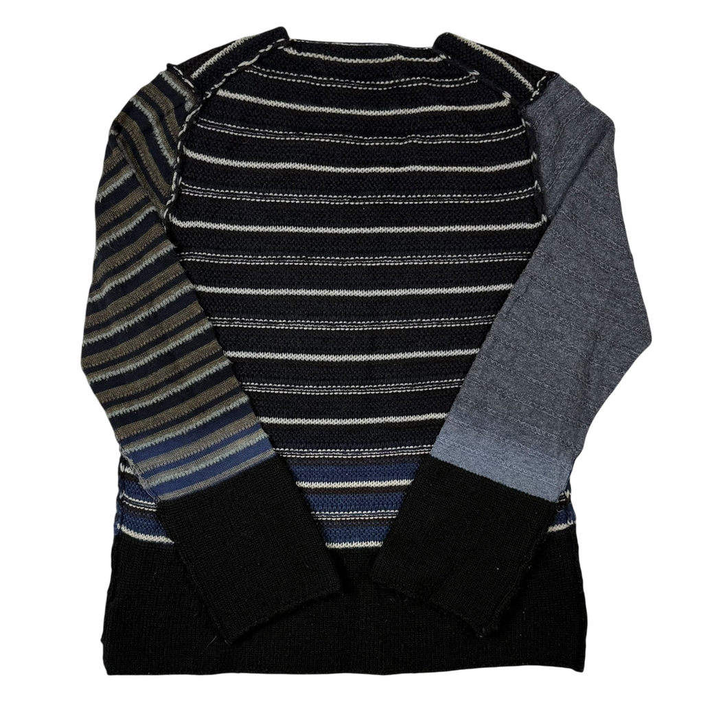 Comme des Garçons Homme Plus AD2011 Striped Wool Sweatshirt Black / Blue (Size S)