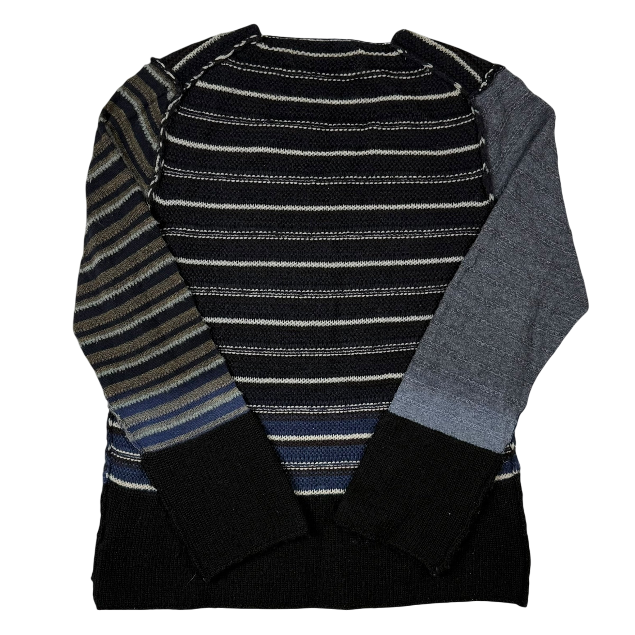 Comme des Garçons Homme Plus AD2011 Striped Wool Sweatshirt Black / Blue (Size S)