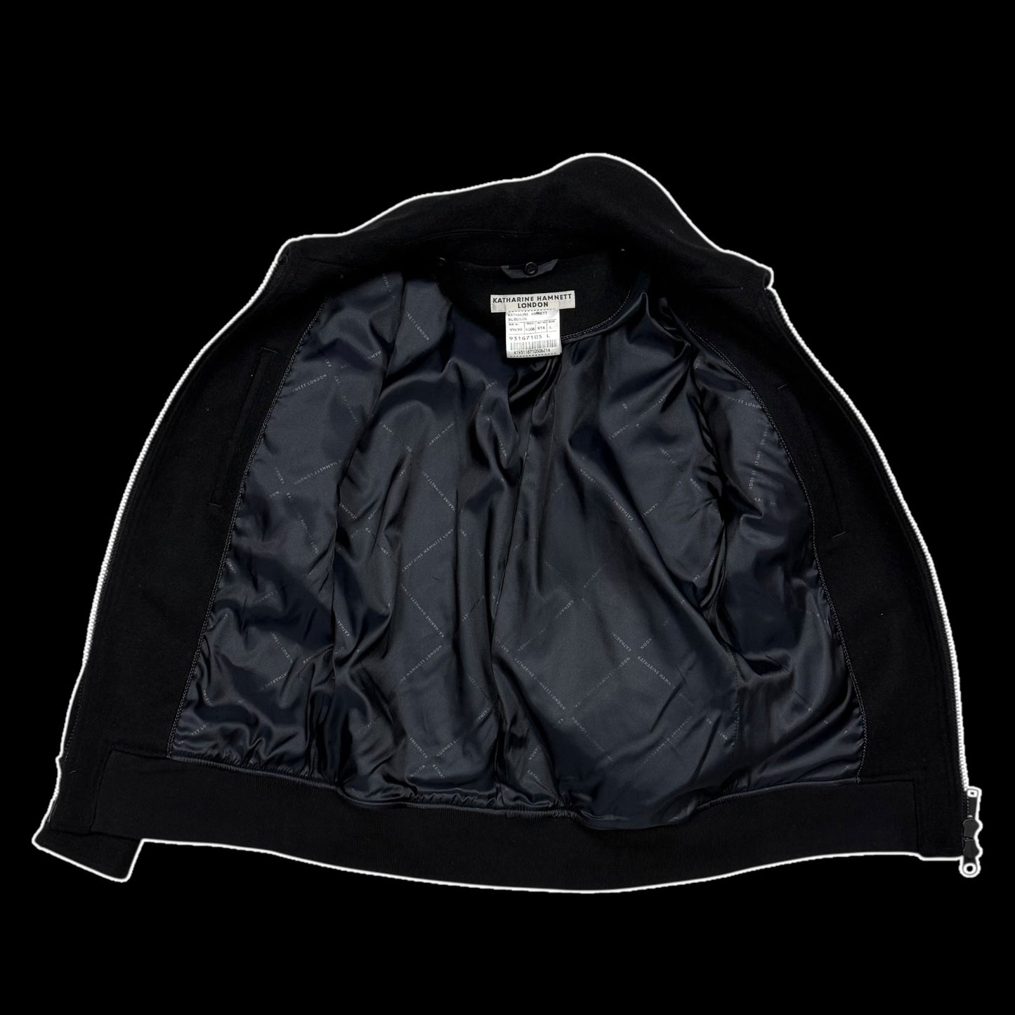 Katherine Hamnett 00s Black Wool Zip-Up Jacket (Fits M)