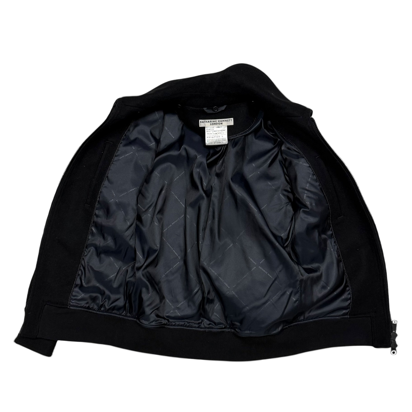 Katherine Hamnett 00s Black Wool Zip-Up Jacket (Fits M)