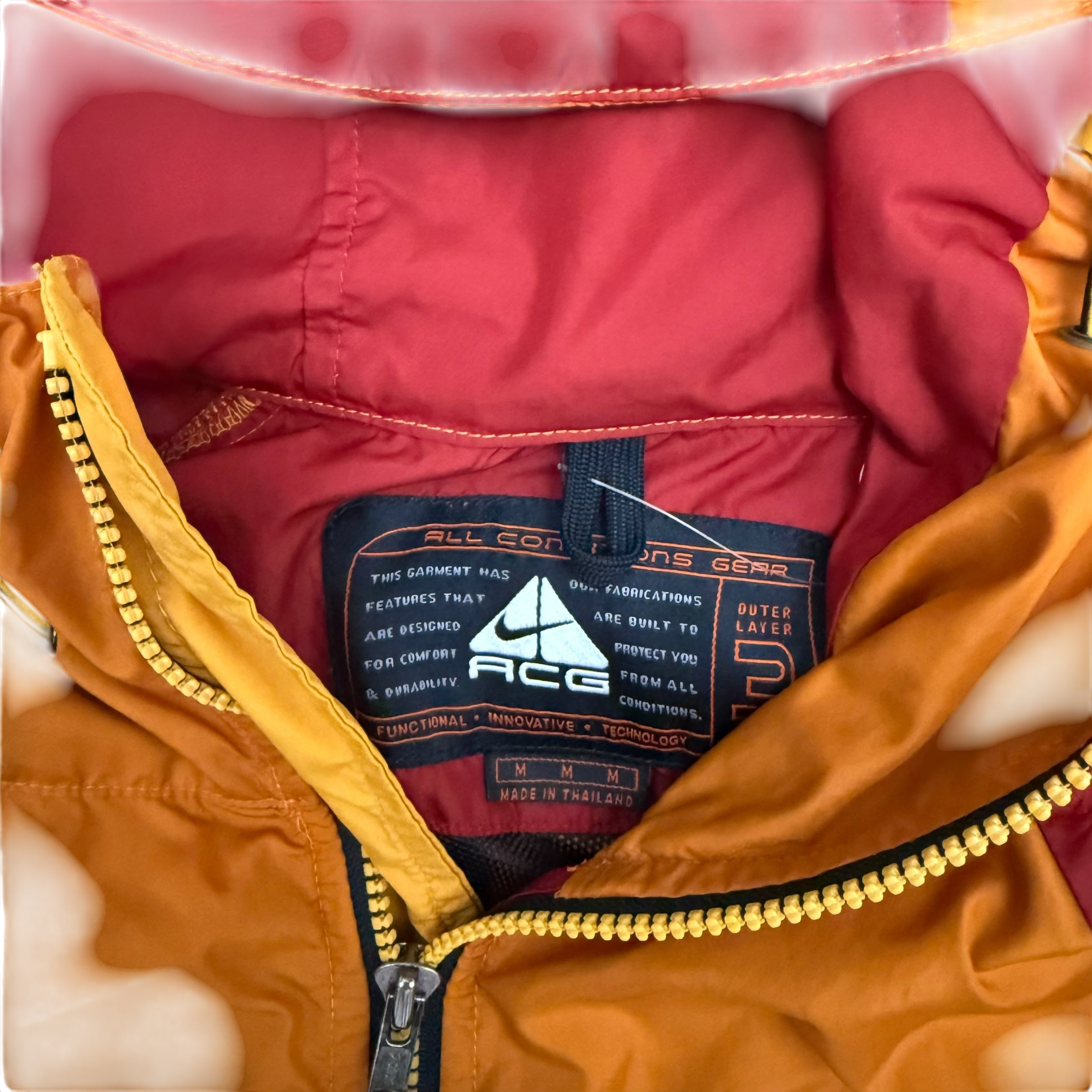 Nike ACG 90s Storm Fit Packable Jacket Orange/Red/Yellow (Size M)